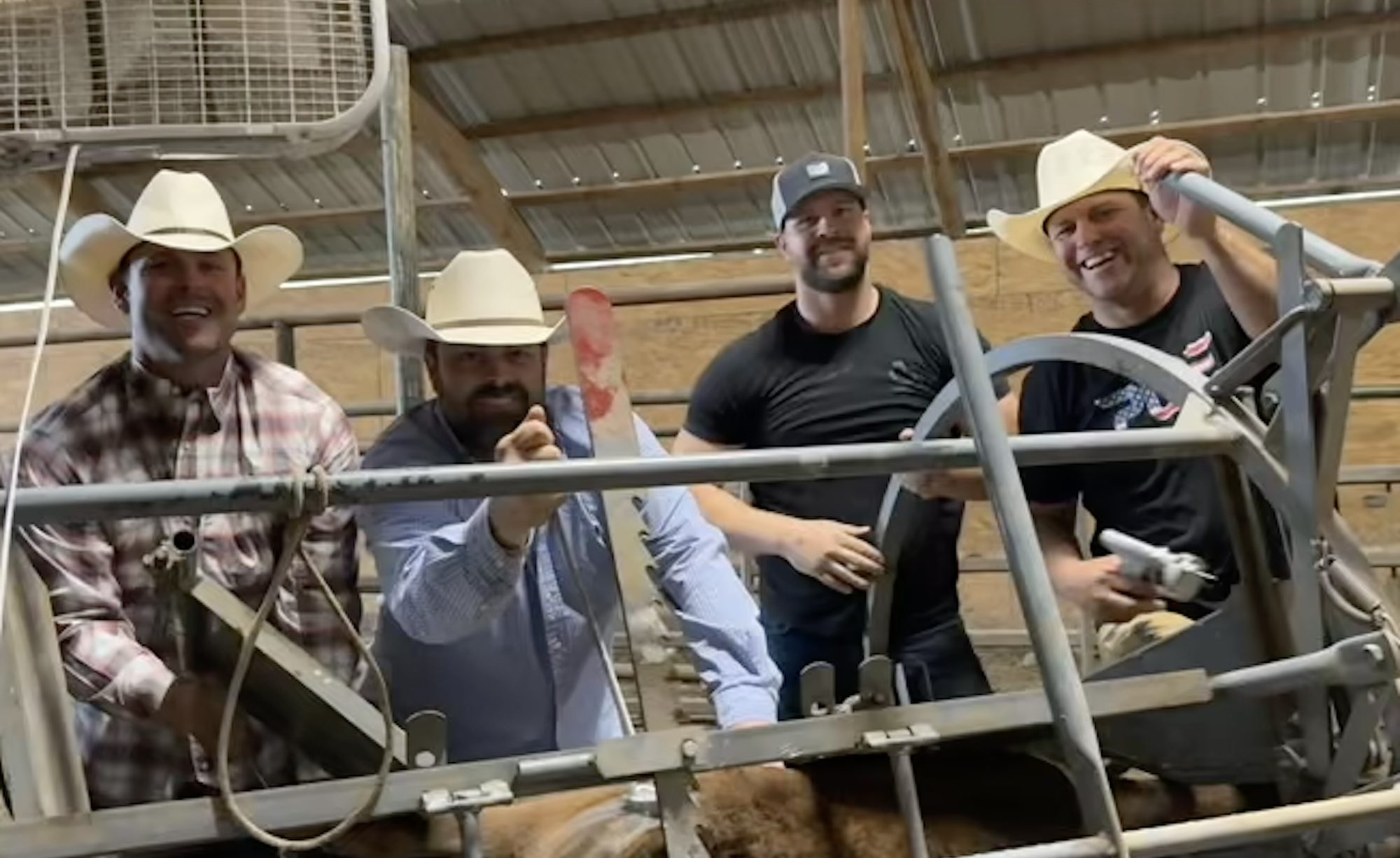 The brothers at the calf table on branding day